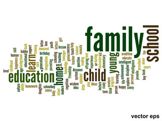 Vector conceptual family education word cloud