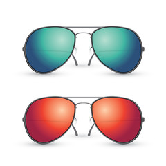 Vector set of Aviator sunglasses isolated on white background