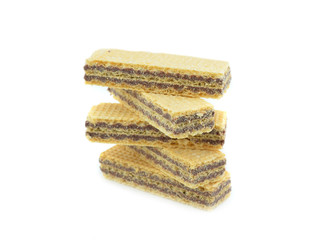 Wafers with chocolate isolated on white background
