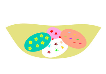 Easter eggs in a bowl isolated on white background