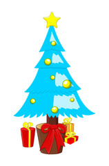 Christmas Tree with Vector Gift Boxes