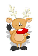 Happy Funny Reindeer Character