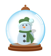 Happy Snowman in Christmas Glass Ball