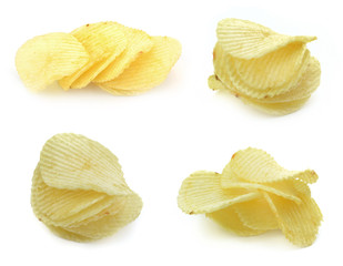 Potato chips isolated on white background