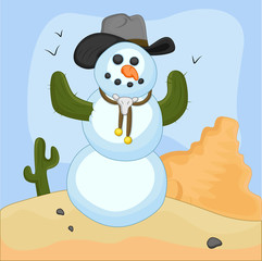 Funny Cowboy Snowman Character