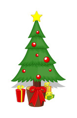 Green Christmas Tree with Gift Boxes