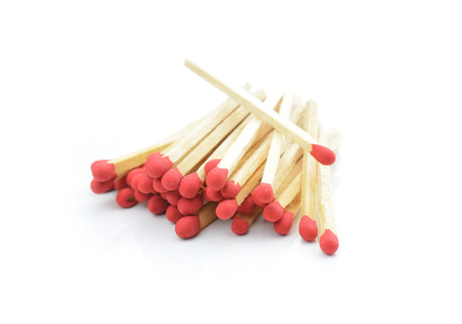 red matches isolated on a white background