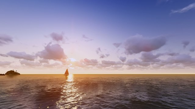 Yelkenli Deniz Manzarası