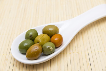 olives in a spoon