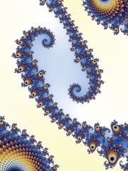 Double fractal spirals in a light colors