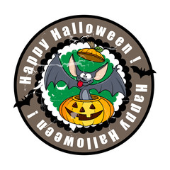 Funny Halloween Bat in Jack-O-Lantern Vector