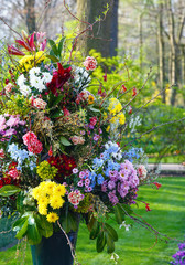 Flower bouquet on spring park