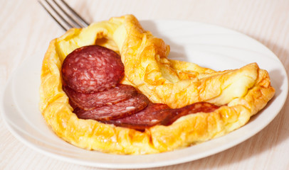 Omelet with salami