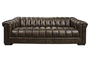 Leather luxurious sofa isolated on white background.