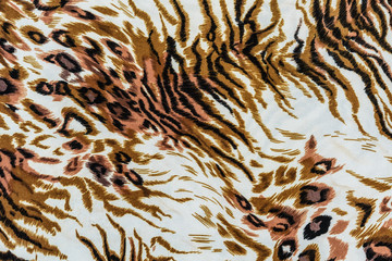 texture of print fabric striped tiger