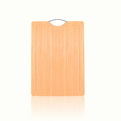 Wooden bamboo chopping board for a menu with prices or recipe