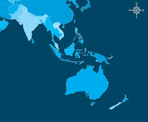 Australia Map  - Vector Map of Australia with north arrow