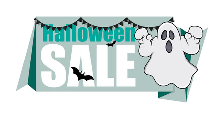 Halloween Ghost Banner Vector