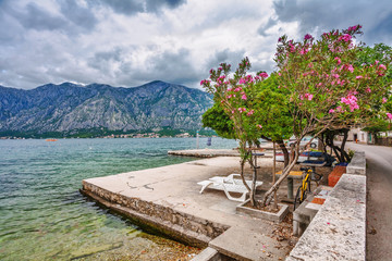 sea and mountains in gloomy weather