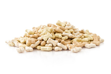 Dry dog food isolated on white