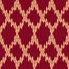 Fototapeta premium Viper skin red seamless pattern