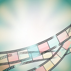 background with color filmstrip and stars