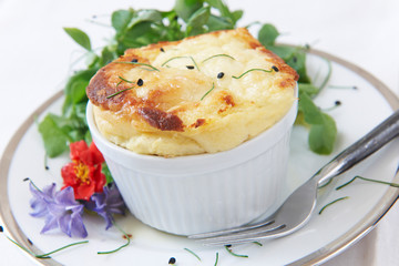 Cheese Souffle Served In Ramekin