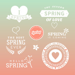 Spring typographic design. Set of labels and badges