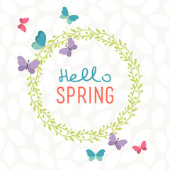 Vector illustration with template text hello spring