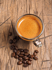 Cup of hot espresso coffee