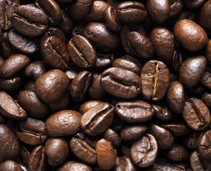 Roasted coffee crop beans background