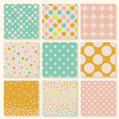 Polka dots seamless pattern set