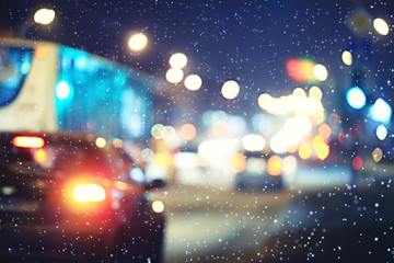 Fototapeta na wymiar blurred night background city traffic road city lights 