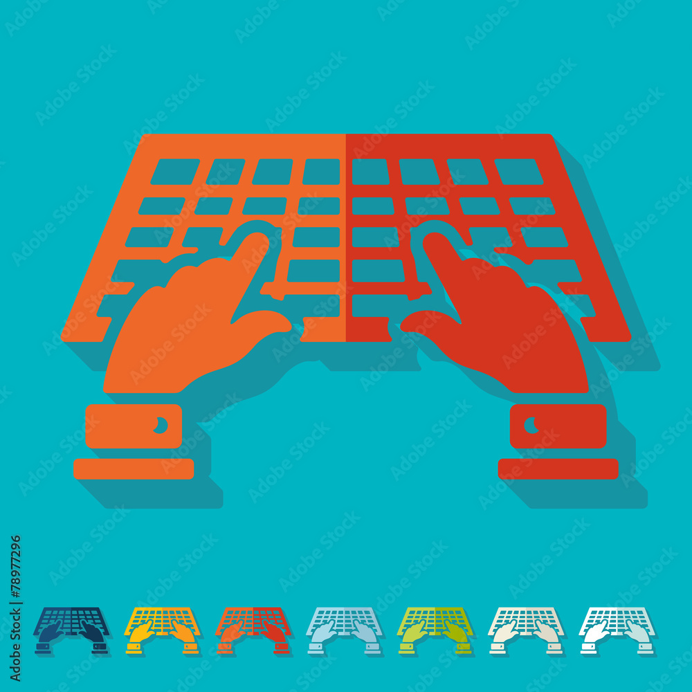 Poster flat design. using the keyboard