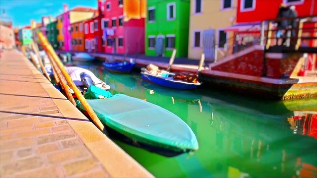 Colored houses and canals in Burano, Venice, italy