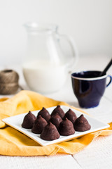 Dark chocolate truffles ready to eat