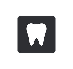 tooth icon Rounded squares button, on white background