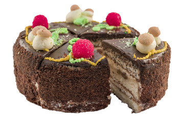 appetizing cake sliced on an isolated background