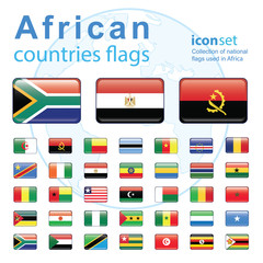 Set of African flags, vector illustration.