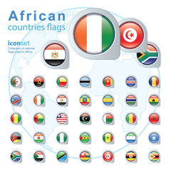 Set of African flags, vector illustration.