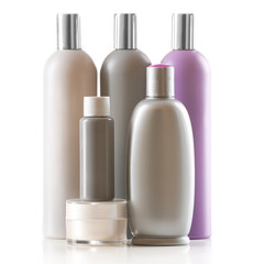 Cosmetic bottles isolated on white background