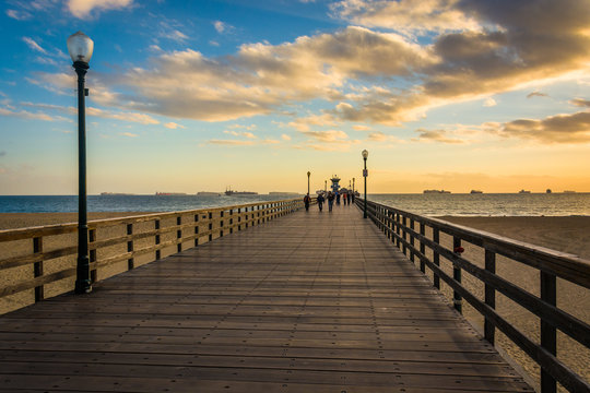 The pier at sunset, in Seal Beach, California.