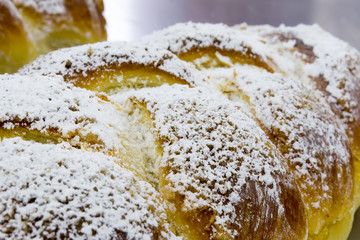 Sweet brioche bread with jam spread