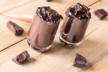  glass with chocolate pudding