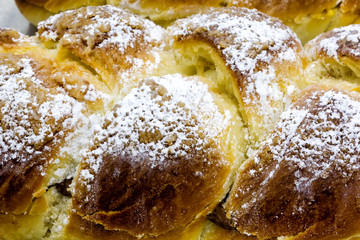 Sweet brioche bread with chocolate spread