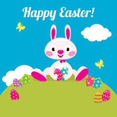 Obraz na płótnie Canvas Easter bunny and Easter colored eggs