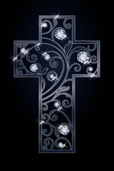 Easter cross with diamonds, vector illustration