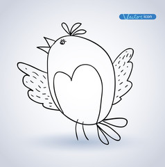 Bird hand drawn. vector illustration.