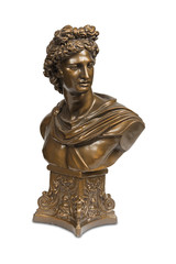 Bust sculpture of Phoebus Apollo isolated with clipping path.