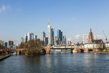 Fototapeta na wymiar Summer view of the financial district in Frankfurt